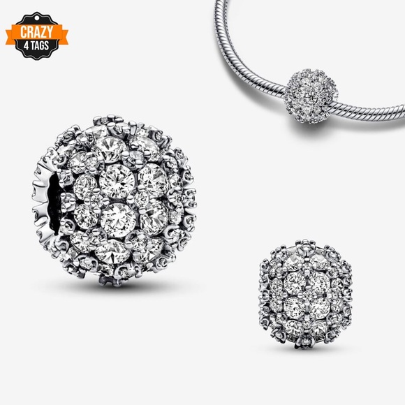 Pandora Sparkling Pavé Round Charm - Picture 1 of 11